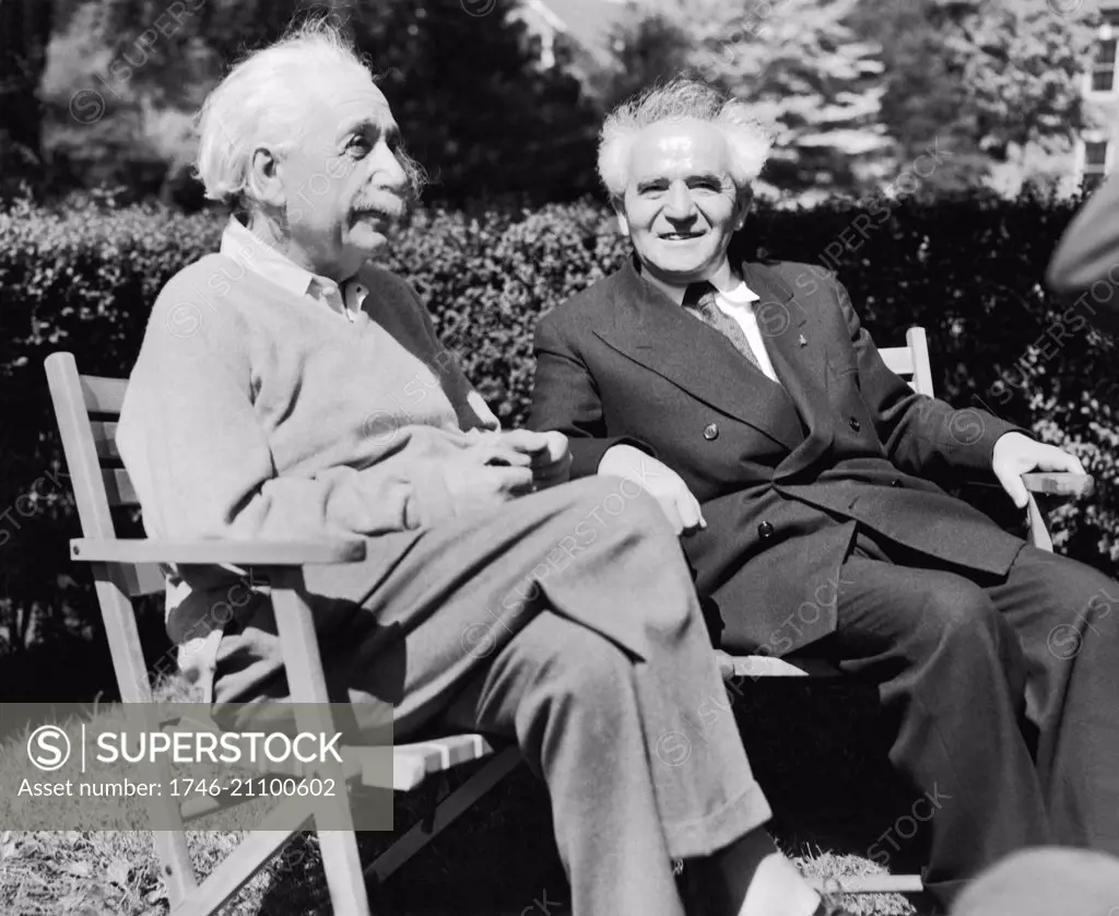 Photograph of Albert Einstein with Israeli Prime Minister David Ben Gurion. Dated 1951