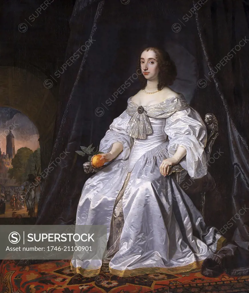 Portrait of Mary, Princess Royal (1631-1660) Princess of Orange and Countess of Nassau as the wife of Prince William II. Dated 17th Century
