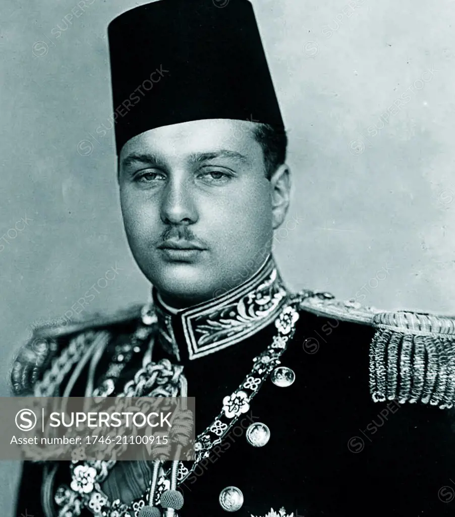 Photograph of Farouk I of Egypt (1920-1965) King of Egypt and the Sudan, succeeding his father, Fuad I of Egypt. Dated 1936