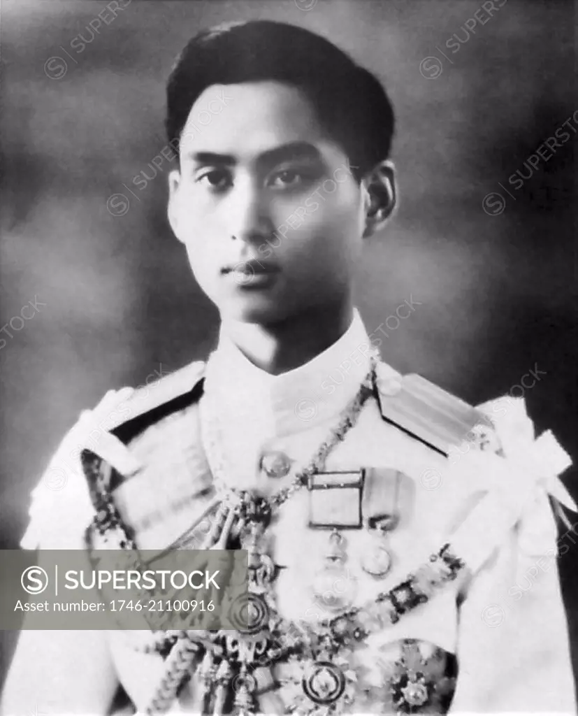 Photograph of King Ananda Mahidol (1925-1946) Monarch of Thailand from the House of Chakri. Dated 1945