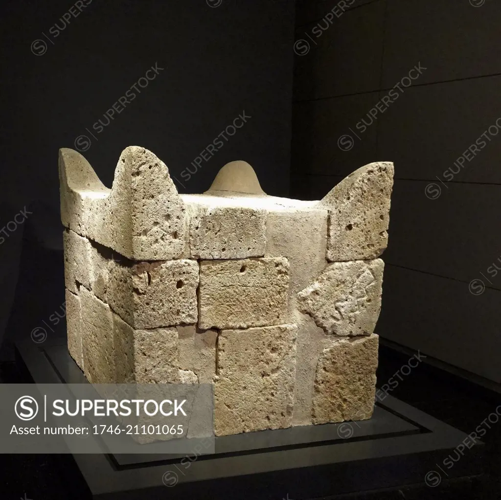 Sandstone sacrificial altar, Tel Beersheba. Dated 8th Century B.C