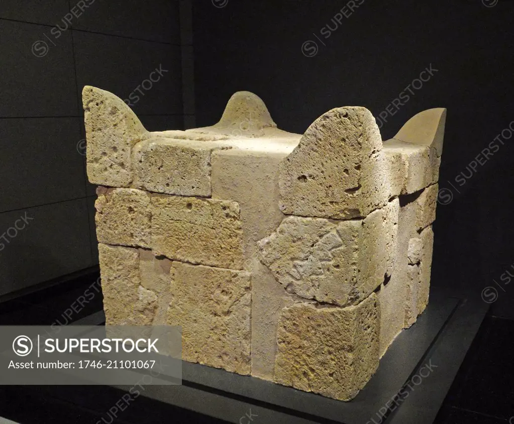 Sandstone sacrificial altar, Tel Beersheba. Dated 8th Century B.C