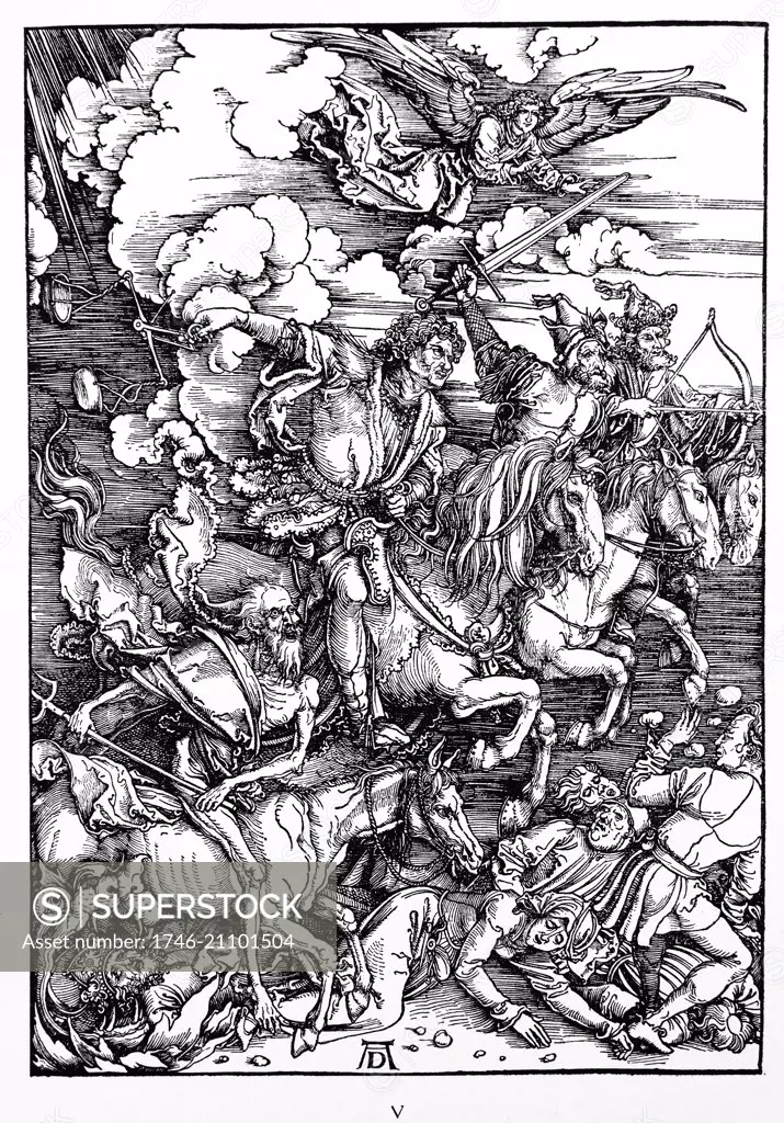 Martin Luther: Preface to the Revelation of John ( 1522): Vorrede zur Offenbarung Johannes (1522). Apocalypse in figures; Woodcut by Albrecht Durer; The Revelation of St John: 4. The Four Riders of the Apocalypse