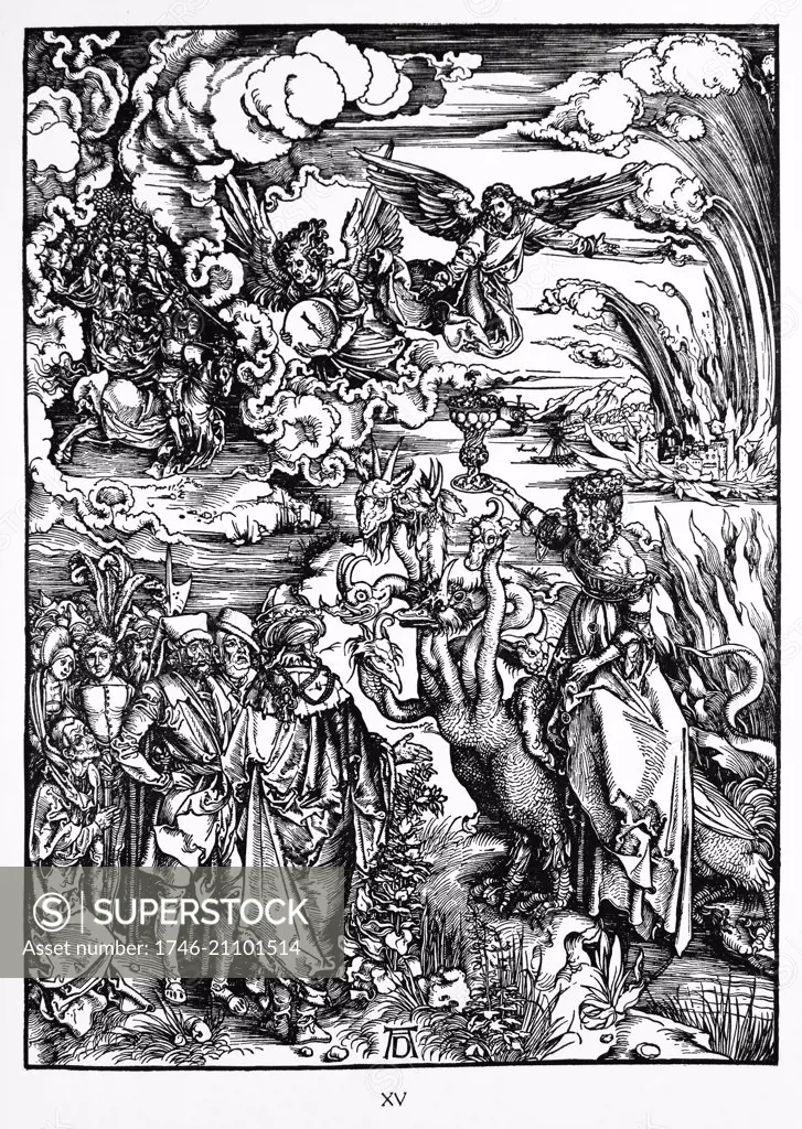 Martin Luther: Preface to the Revelation of John ( 1522): Vorrede zur Offenbarung Johannes (1522). Apocalypse in figures; Woodcut by Albrecht Durer; The Revelation of St John: 14. The Whore of Babylon.