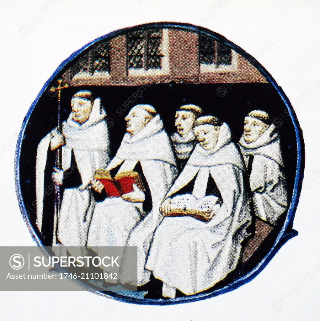 Roundel depicting Carmelite Friars. These monks belonged to the order of Saint Carmelite. Dated 10th Century