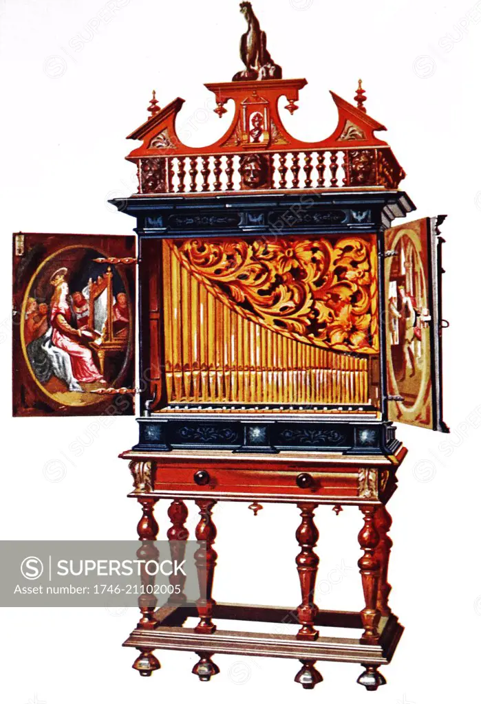 Positive Organ. This musical instrument is a Chamber Organ and is thought to have belonged to the epoch of Louis XIII.