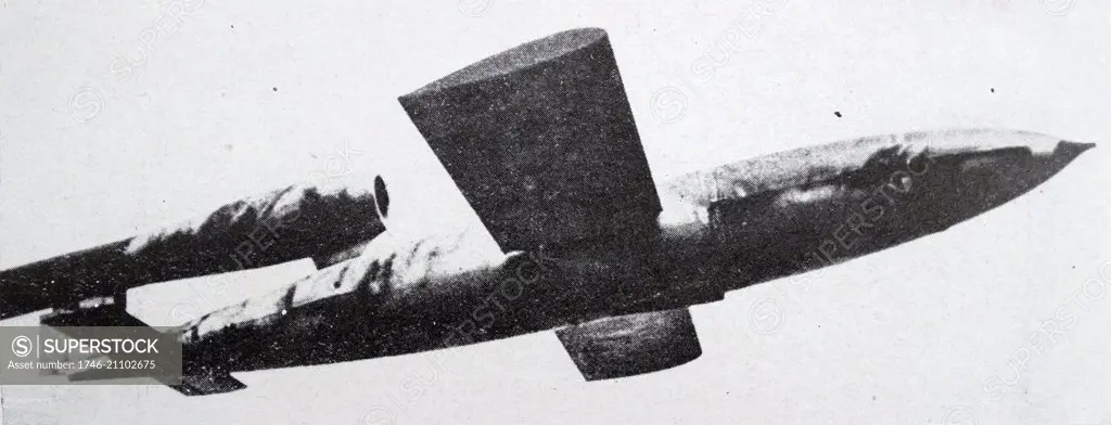 The V-1 flying bomb; German: Vergeltungswaffe 1, also known as the buzz bomb,  or doodlebug fired against England during the closing stages of the war. -  SuperStock