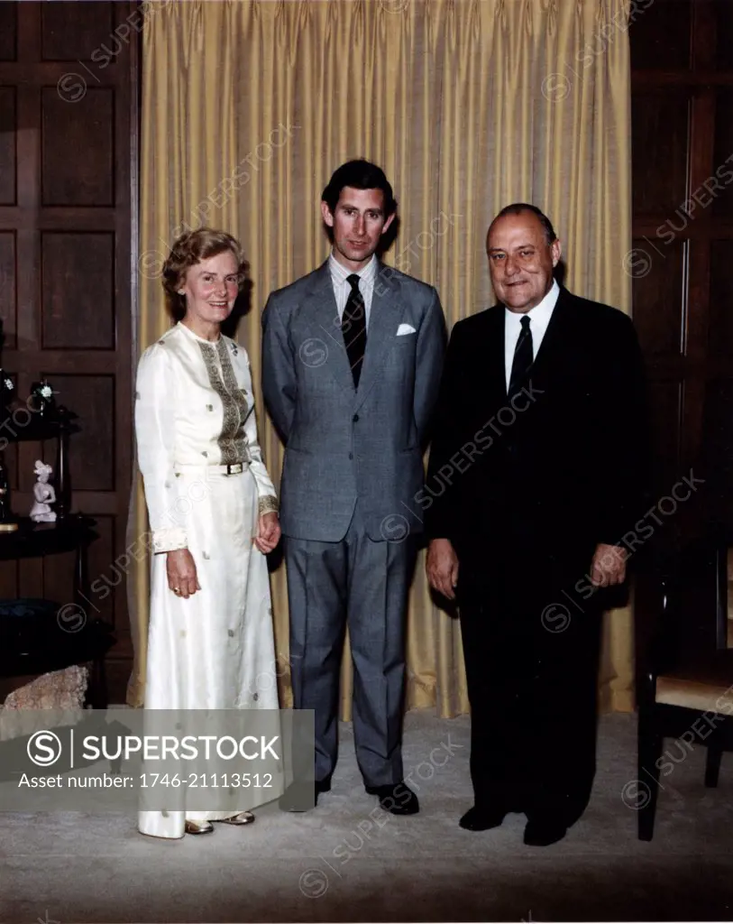 Photograph of Charles, Prince of Wales (1948-) at Vogel House, New Zealand. Dated 1981