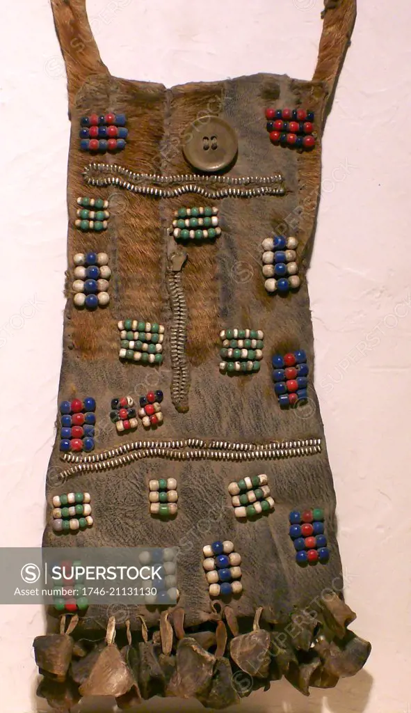Tribal art: Turkana loin-cloth decorated with beads and zip-fasteners. Kenya.