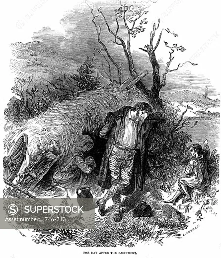 The Day After the Ejectment, (Irish Potato Famine), From The Illustrated London News, December 1848, Ebenezer Landells, (1808-1860 British), Wood engraving
