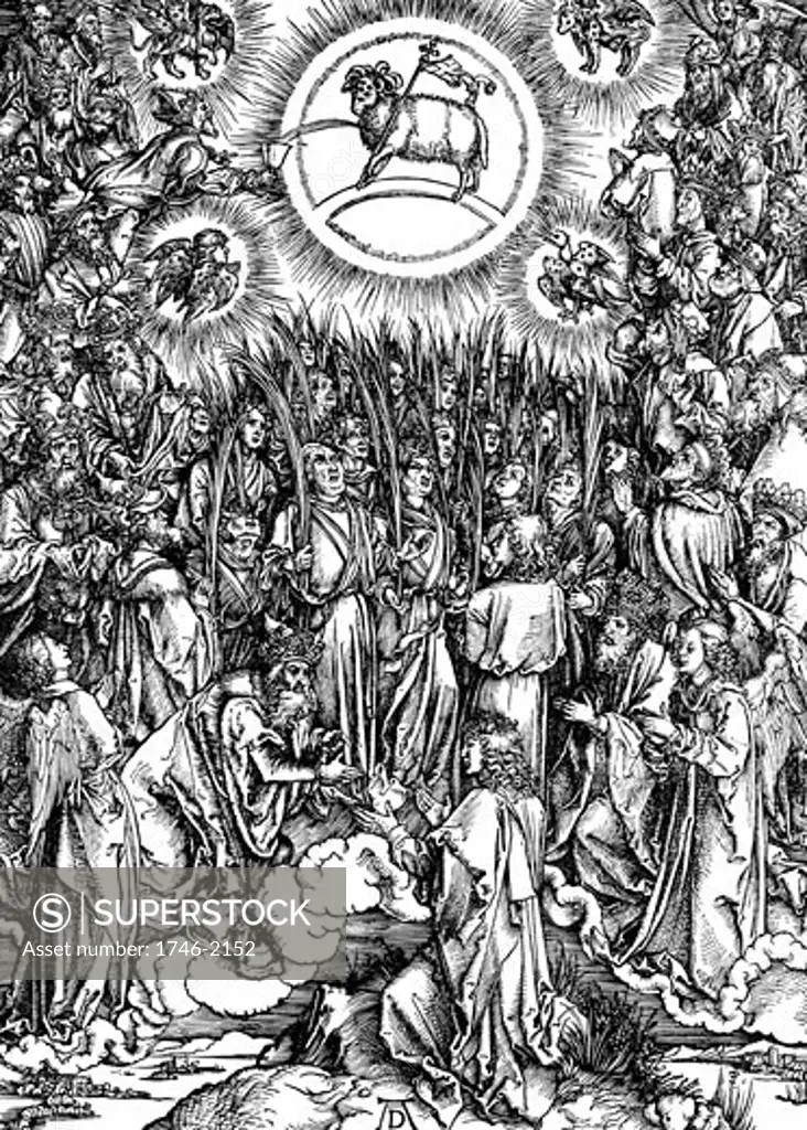 The Revelation of St. John (Apocalypse) The Adoration of the Lamb and the Hymn of the Chosen Albrecht Durer (1471-1528 German) Woodcut, c.1498 