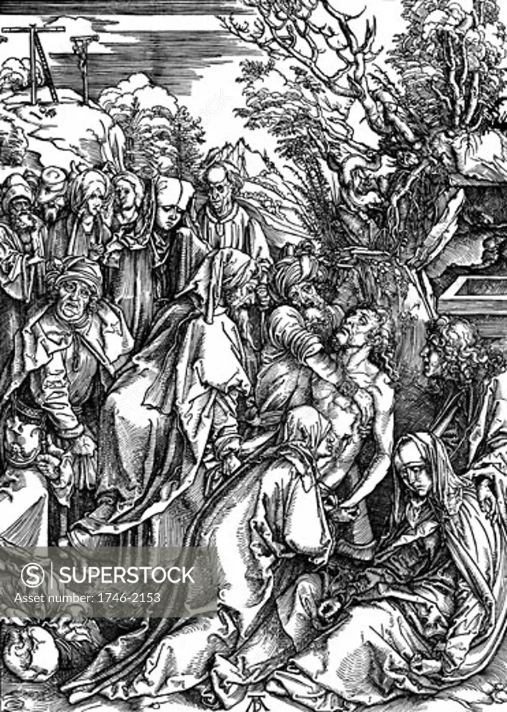 The Entombment. One of seven woodcuts for The Great Passion series c.1497-1500 Albrecht Durer (1471-1528 German) Woodcut