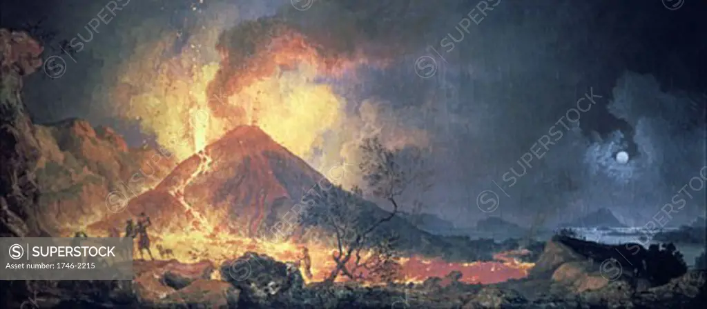 Eruption of Vesuvius by Pierre Jacques Votaire,(1729-1790) French painter.  Oil on canvas. Musee des Beaux Arts, Le Havre.