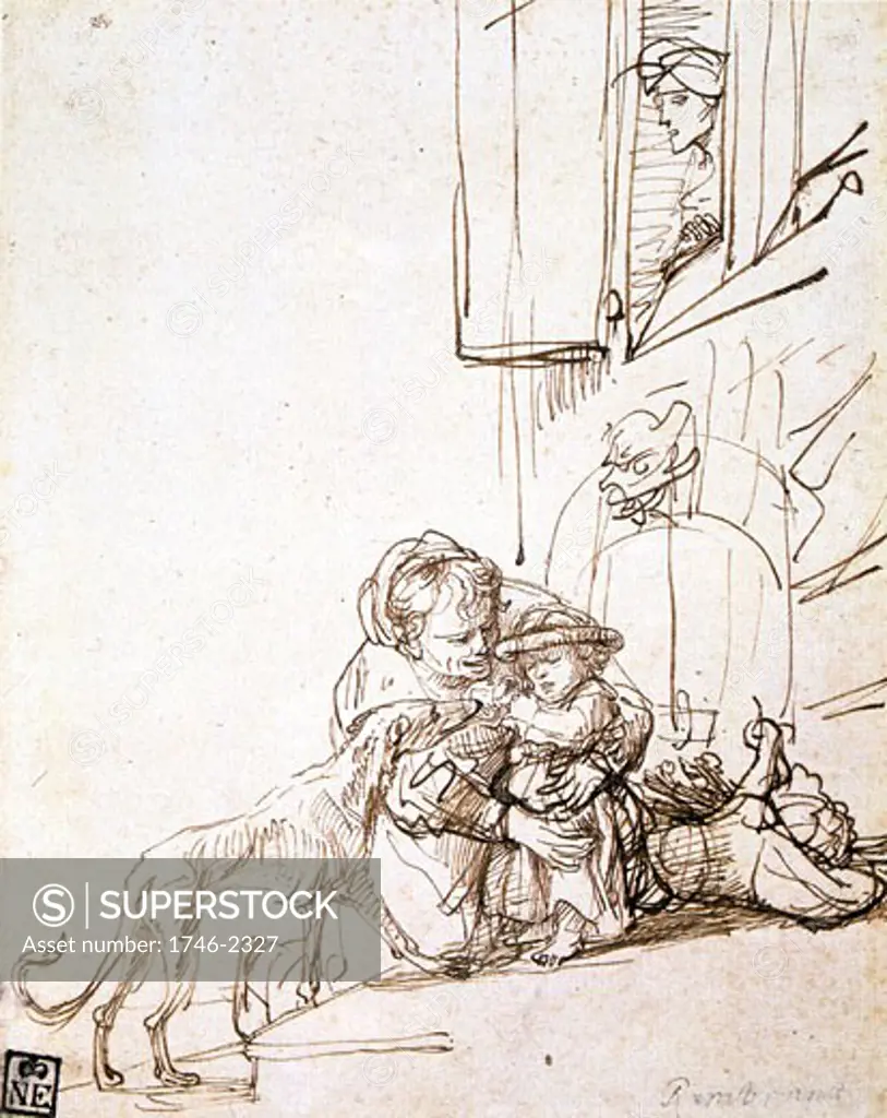 Woman with a Child and Dog, Rembrandt Harmensz van Rijn, (1606-1669/Dutch)