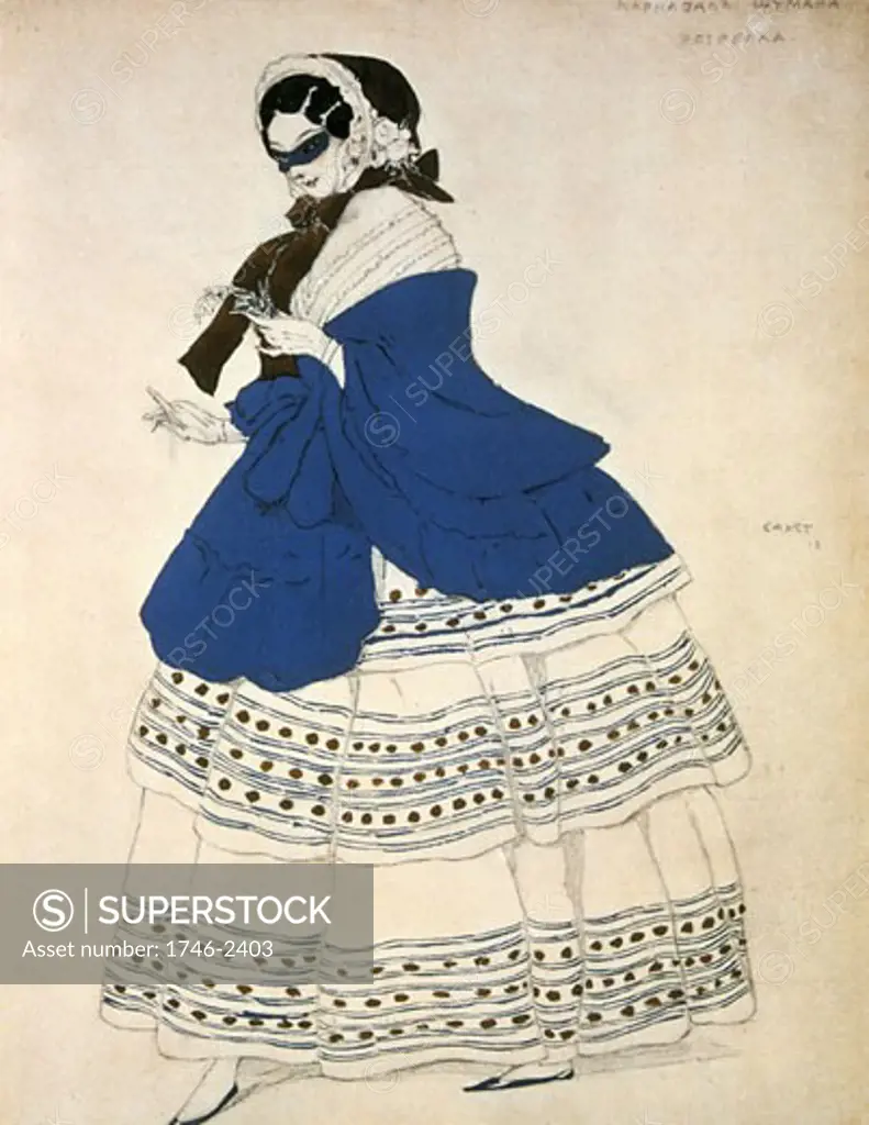 Costume for the ballet Carnival, music by Robert Schumann., Leon Bakst, (1866-1924/Russian)