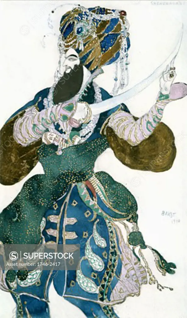 Costume design for Scheherazade(Rimsky Korsakov), Leon Bakst, (1866-1924/Russian)