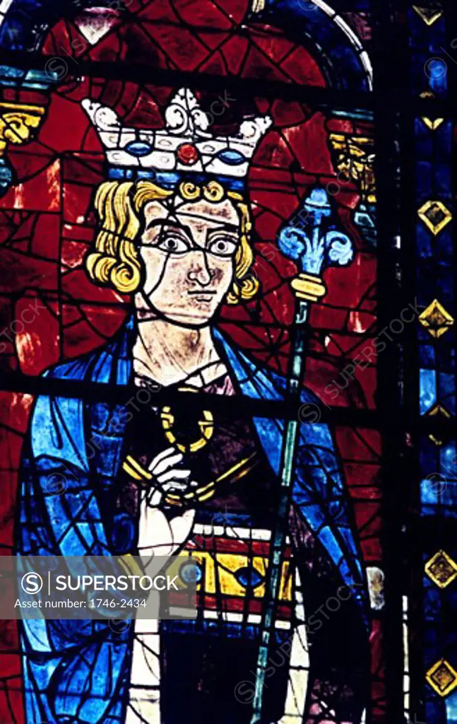 King Solomon. Stain glass window from the cathedral of Chartres 13th century