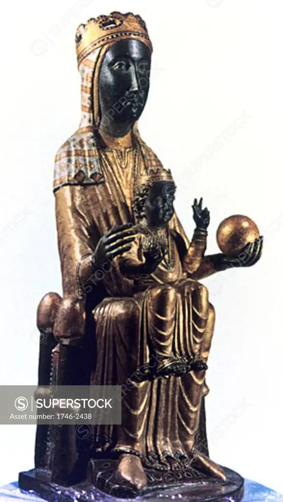 Black Madonna statuette from Montserrat, Spain.