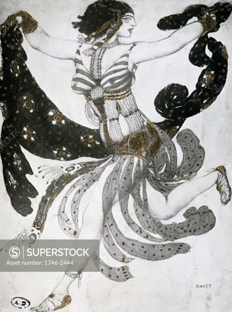 Costume for the ballet Thais by Jules Massenet., Leon Bakst, (1866-1924/Russian)