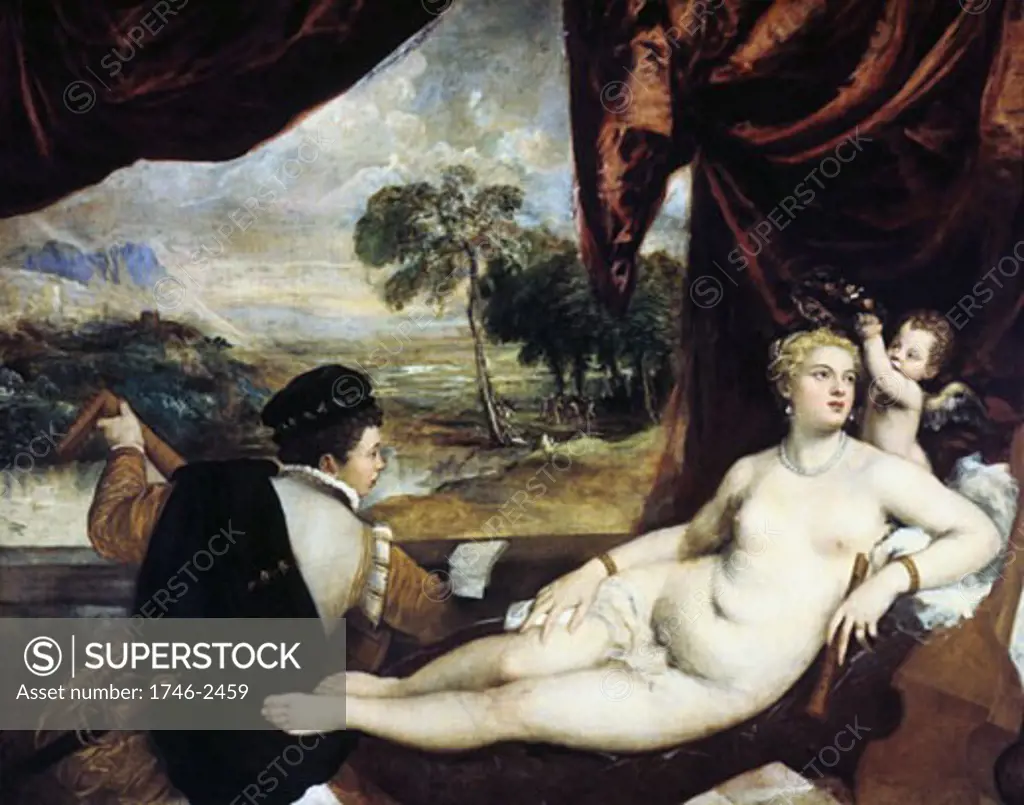 Venus and the lute player, Titian, (ca.1485-1576/Italian)
