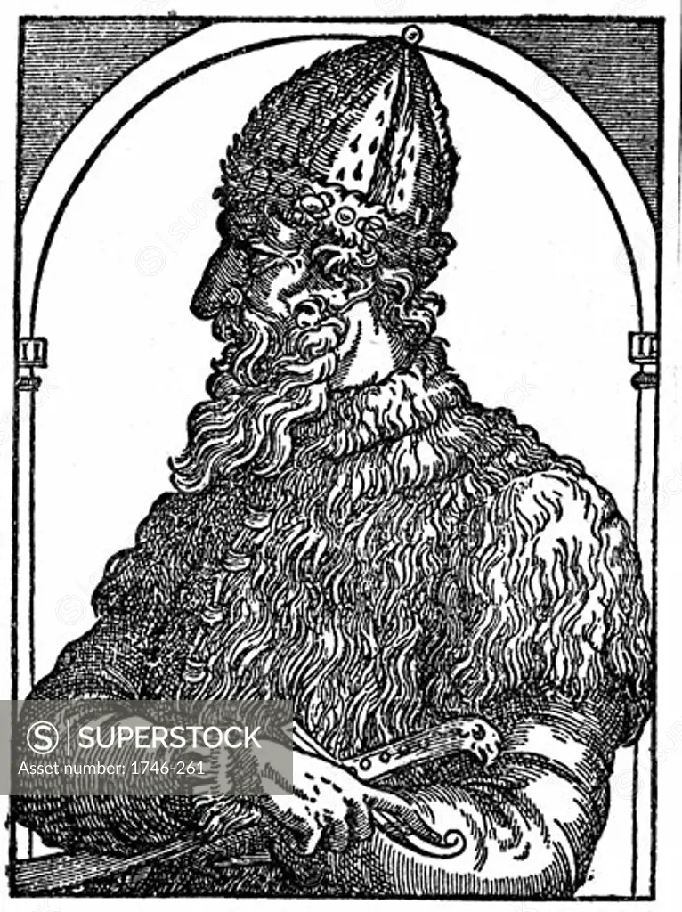 Ivan IV (Ivan the Terrible) 1530-1584, Tsar of Russia, 16th Century, Woodcut
