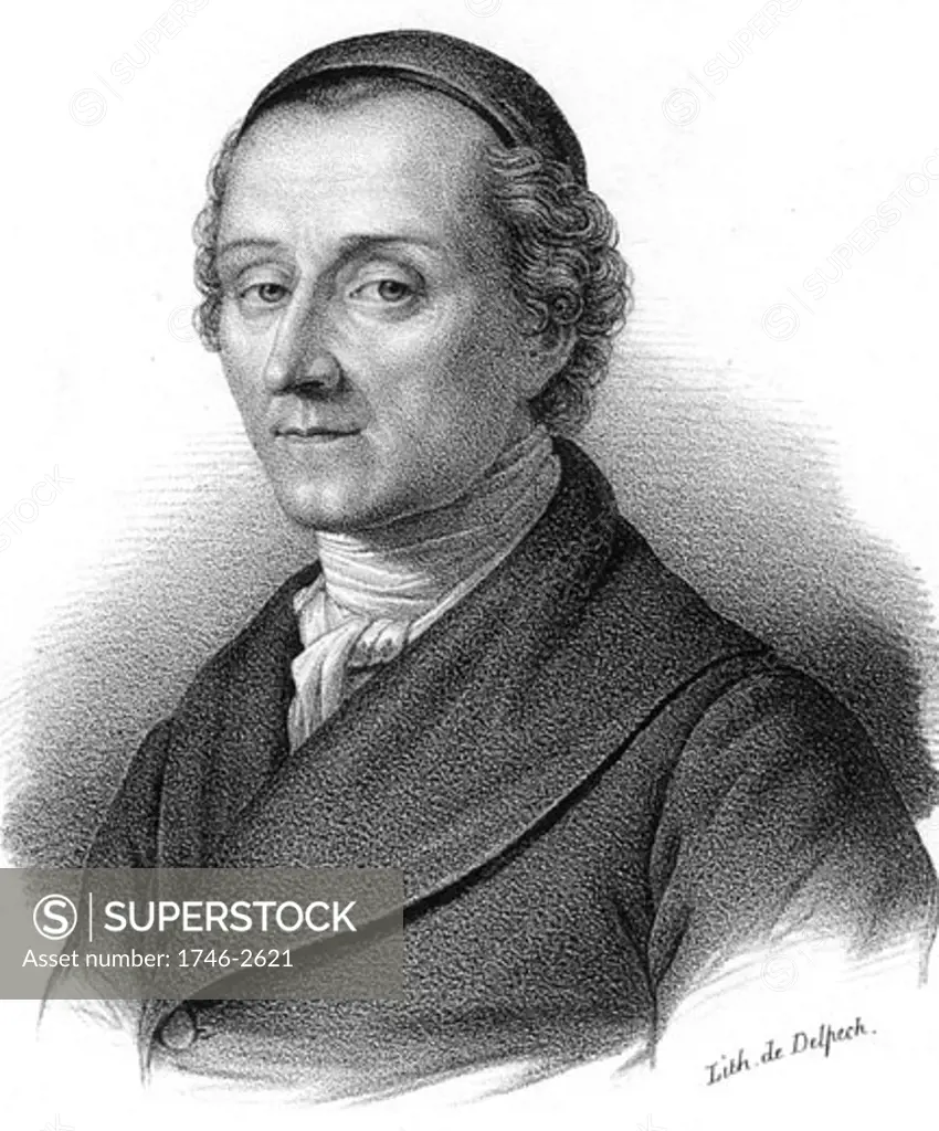 Johann Kaspar Lavater (1741-1801), Swiss physiognomist and theologian. c1830.  Physiognomy is the art of reading psychological traits from physical characteristics. He attempted to make Physiognomy a science. (Paris, c1830). Lithograph.