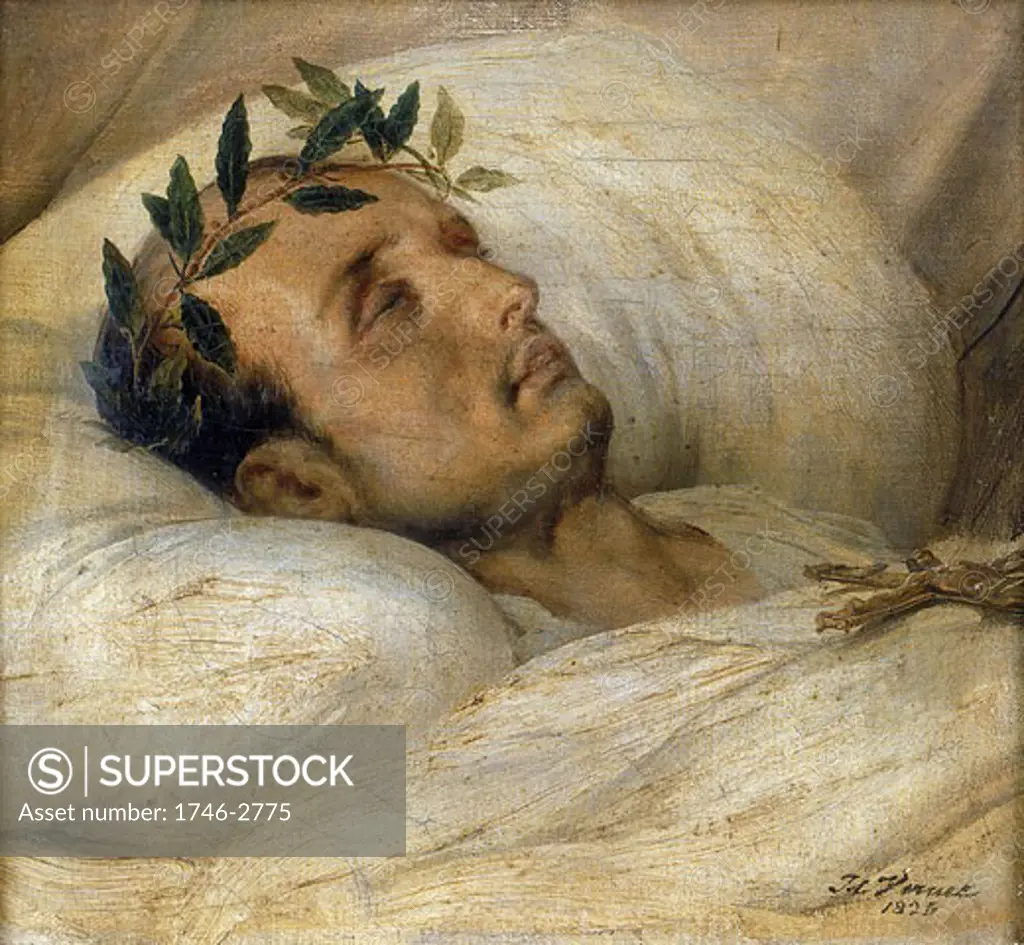 Napoleon on his deathbed, May 1821, Horace Vernet, 1789-1863, French,  Oil on canvas 1825, National Museum of the Legion of Honour, Paris
