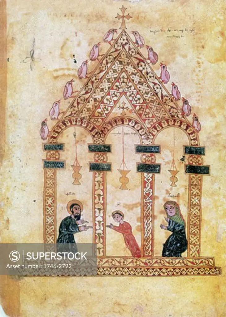 Presentation of Christ in the Temple. After 13th century Armenian manuscript of the Gospels.