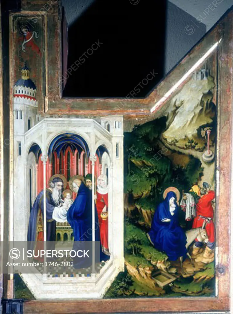 The Presentation at the Temple and The Flight Into Egypt. From a triptych. Melchior Broederlam (fl.1381-1409 Netherlandish) Musee des Beaux Arts, Dijon