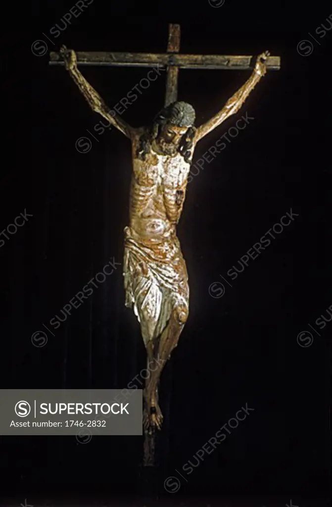 Christ on the Cross 14th century Crucifix. National Museum of Machado de Castro, Coimbra, Portugal