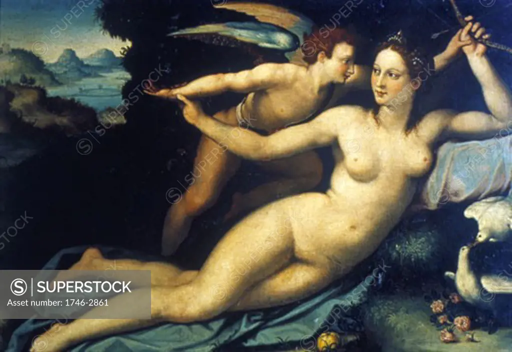 Venus and Cupid, Alessandro Allori, (1535-1607/Italian), Uffizi Gallery, Florence