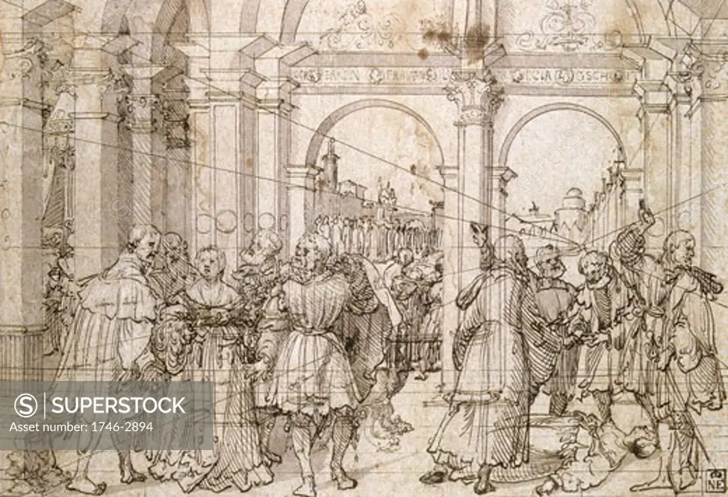 The Story of Lucretia, Jrg Breu the Elder, (ca. 1475-1537/German), Pen and black ink on paper