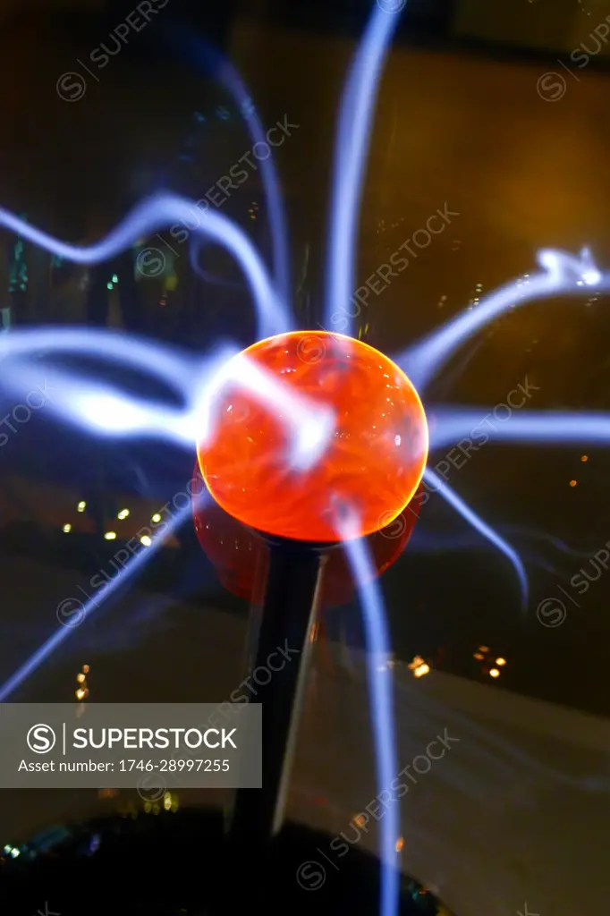 A plasma globe or plasma lamp (also called plasma ball, dome, sphere, tube  or orb, depending on shape) is (usually) a clear glass sphere filled with a  mixture of various noble gases