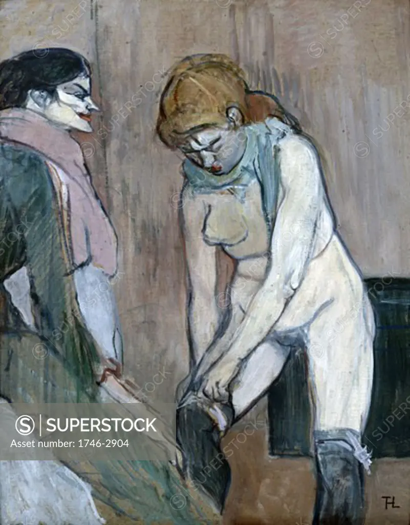 Femme tirant son bas, 1894, Henri de Toulouse-Lautrec, (1864-1901/French), Muse d'Orsay, Paris