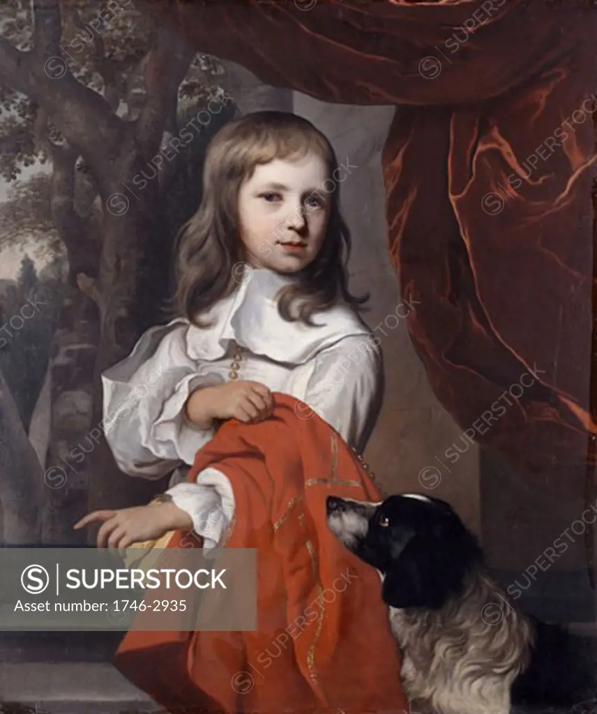 Portrait of a young boy with a dog, 1658, Jacob van Loo, (1614-1670/Dutch)