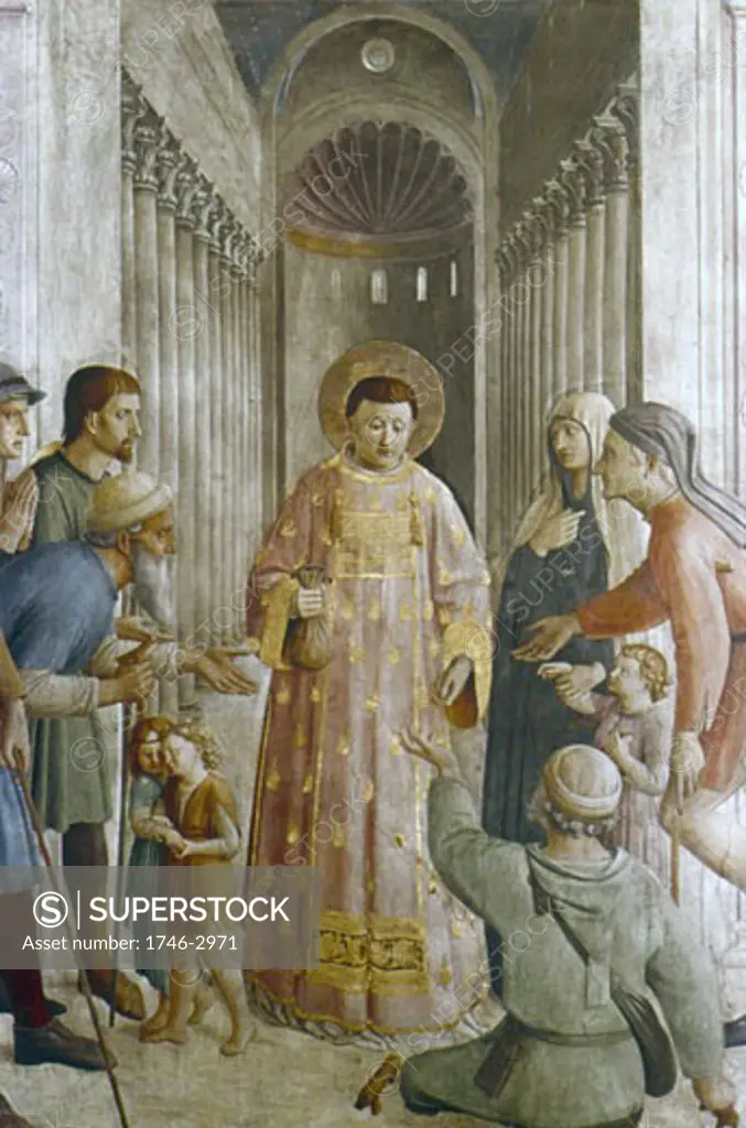 St. Lawrence giving Alms to the Poor Fra Angelico (1400-1455 Italian) Fresco Chapel of Nicholas V, Vatican Palace