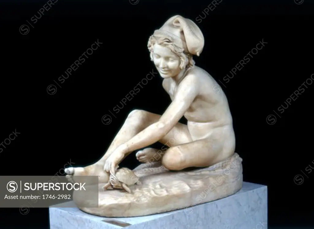 Young Neapolitan Fisherboy Playing with a Tortoise, 1833, Francois Rude, (1784-1855/French), Marble, Musee du Louvre, Paris