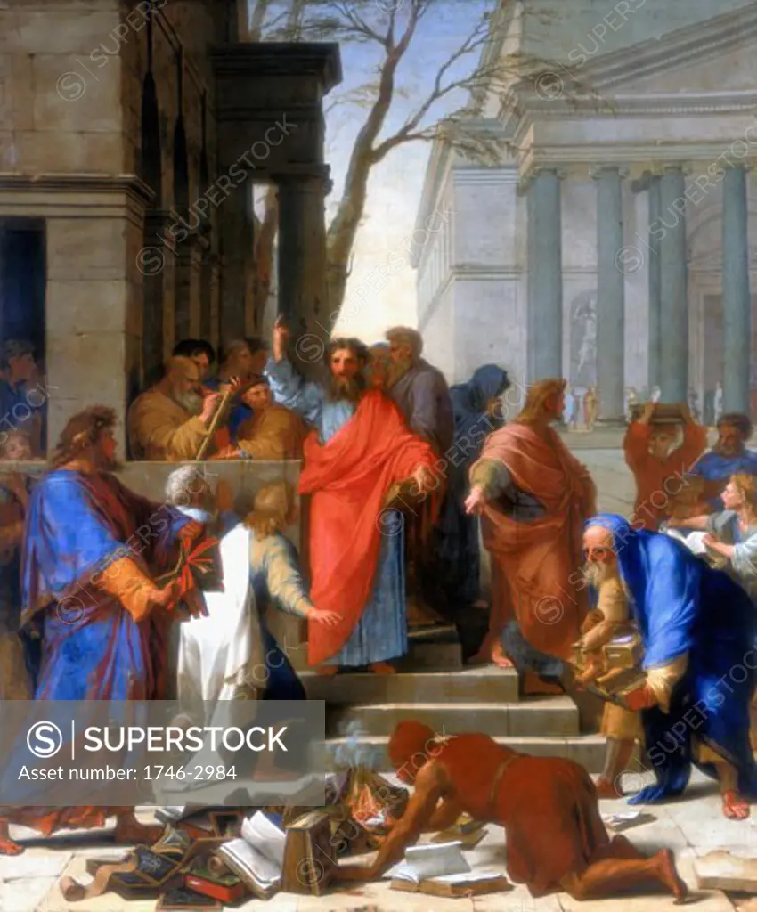 Saint Paul preaching at Ephesus La Prédication de saint Paul à Éphèse 1649 Eustache Le Sueur (1616-1655 French) Musee du Louvre, Paris