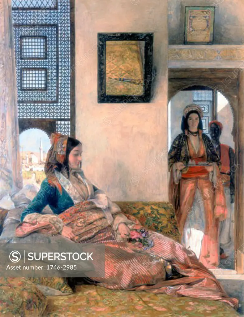 Life in the Hareem, Cairo, An Inmate of the Hareem, Cairo, 1858, John Frederick Lewis, (1805-1876/British), Watercolor, Victoria and Albert Museum, London