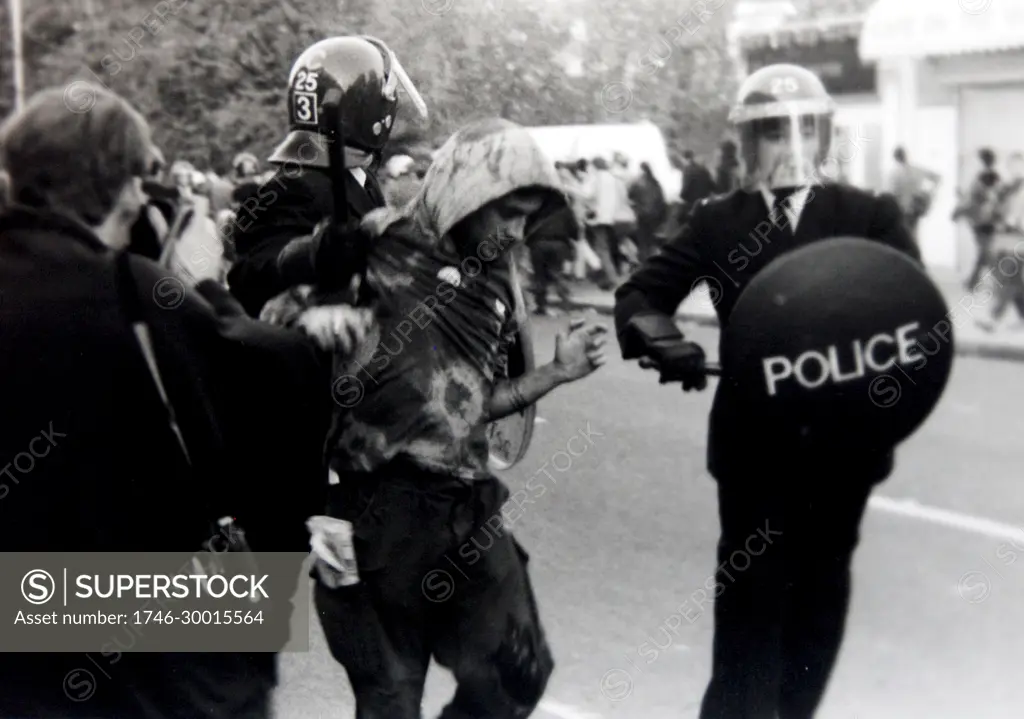 Photographs taken during the Poll Tax riots. The Poll Tax Riots were a series of riots in British towns and cities during protests against the Community Charge (poll tax), introduced by Prime Minister Margaret Thatcher.