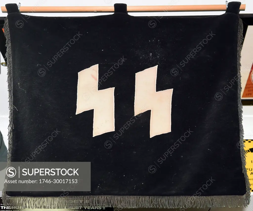 Flag of the Schutzstaffel (SS), a major paramilitary organization under Adolf Hitler and the Nazi Party (NSDAP) in Nazi Germany, and later throughout German-occupied Europe during World War II.