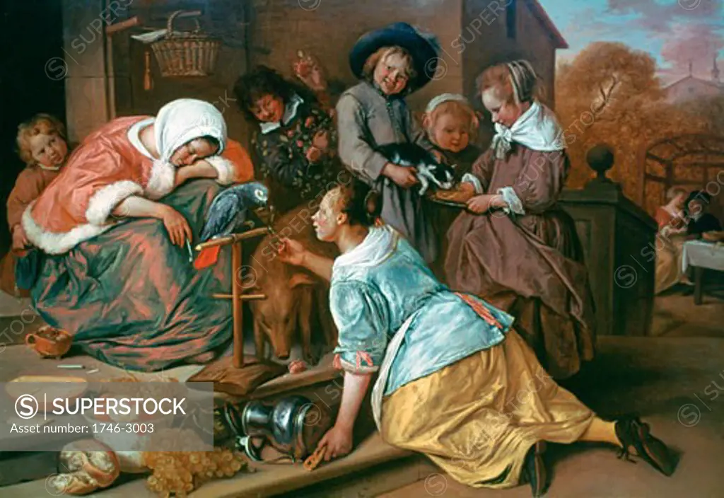 The Effects of Intemperance, 1663-1665, Jan Steen, (1626-1679/Dutch), Oil on oak, National Gallery, London