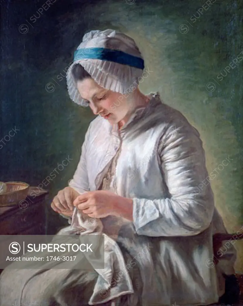 Young Woman at Work, 18th Century, Franoise Duparc, (1705-1778/French), Muse de Longchamps, Marseilles