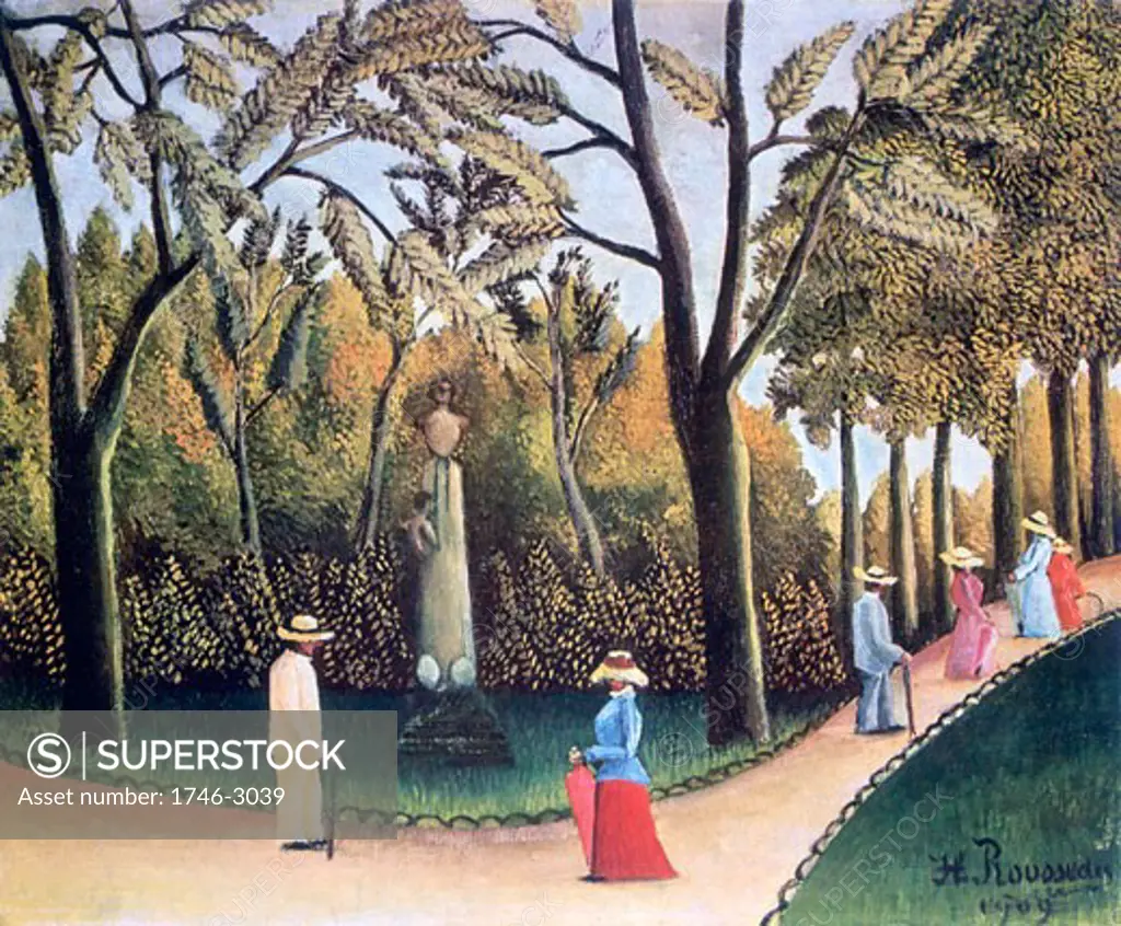 The Luxembourg Gardens, Monument to Shopin, 1909, Henri Rousseau, (1844-1910/French), Oil on canvas, State Hermitage Museum, St Petersburg, Russia