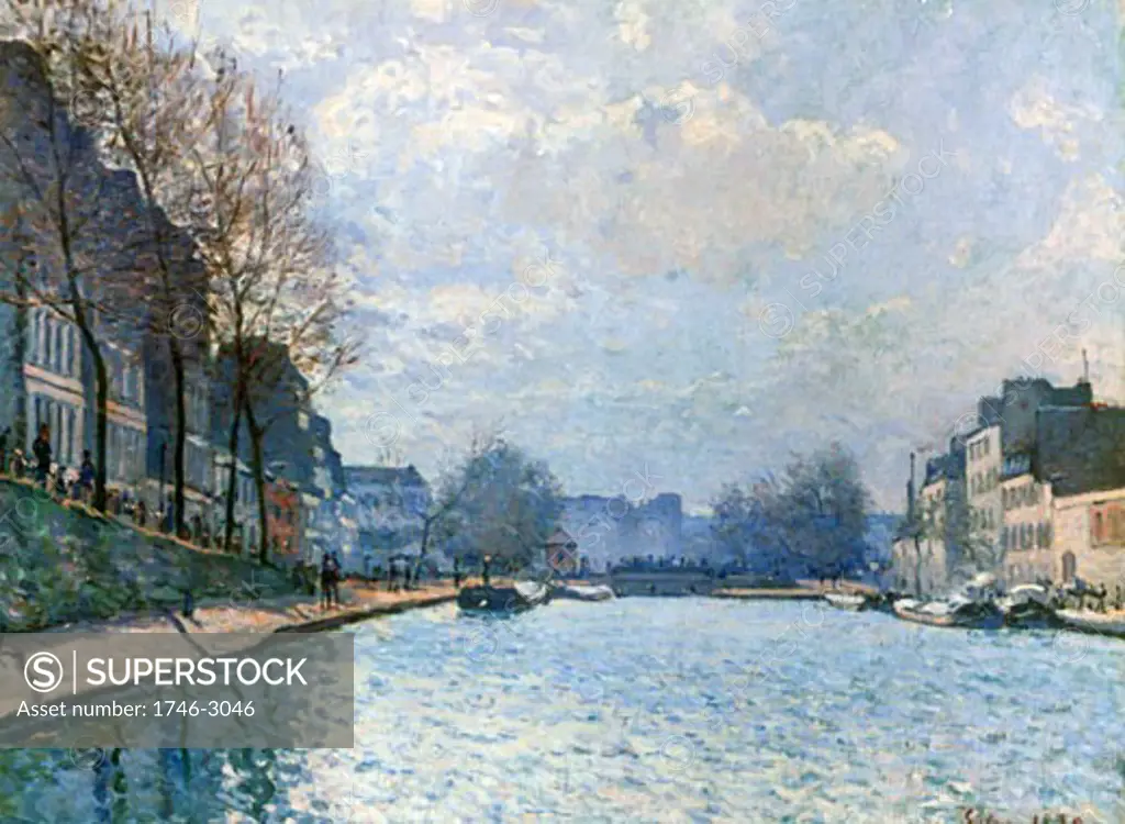 View of the Canal Saint-Martin, Paris, Vue du canal Saint-Martin, 1870, Alfred Sisley, (1839-1899/French), Musee d'Orsay, Paris, France