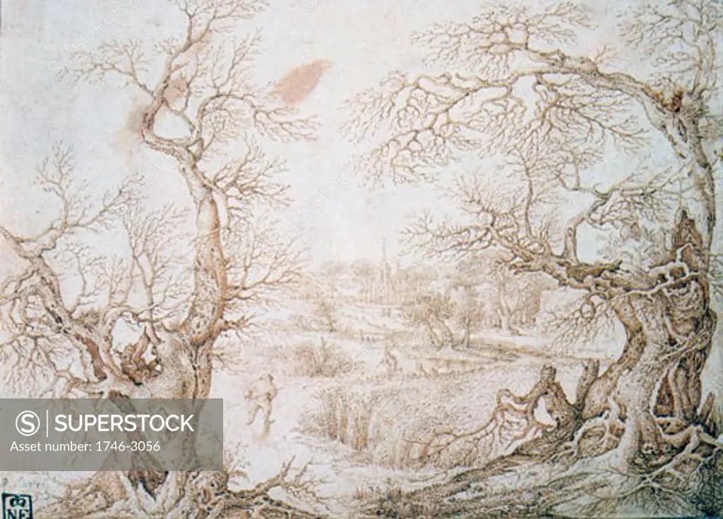 Winter Landscape, 16th Century, Jacob Savery I, (ca.1545-1602/Dutch)