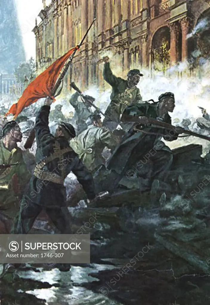 Russian Revolution, October 1917. The storming of the Winter Palace, St Petersburg