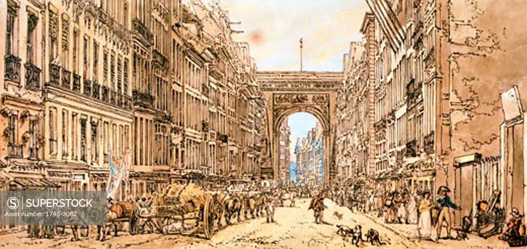 The Faubourg and the Porte Saint-Denis, 1801, Thomas Girtin,  1775-1802, British,  Musee Carnavalet, Paris, France