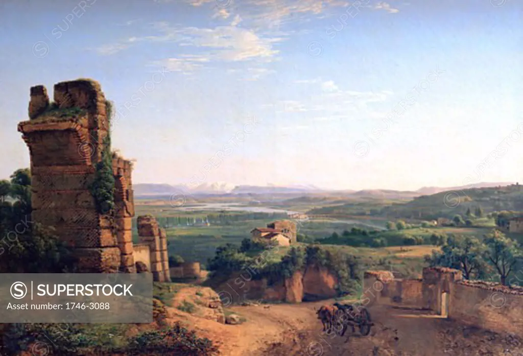 Roman aqueducts seen on the slopes of Saint Just, Jean Michel Grobon, (1770-1853/French), Musee des Beaux Arts, Lyon