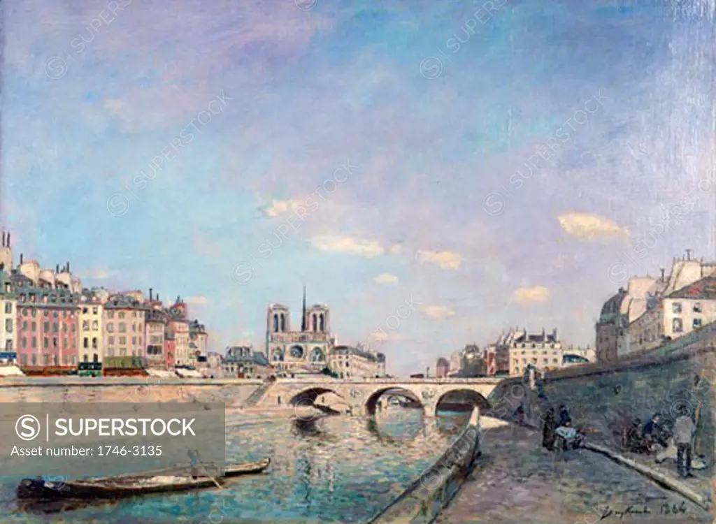 The Seine and Notre-Dame in Paris, 1864, Johan Barthold Jongkind,  1819-1891, Dutch,  Muse d'Orsay, Paris